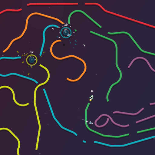 a screenshot of the snake web-game curvefever.pro