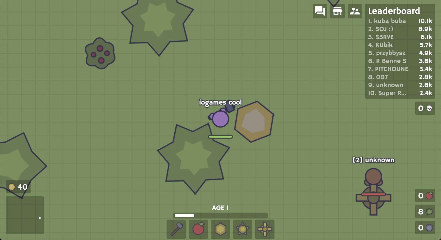 a screenshot of the survival browser-game moomoo.io